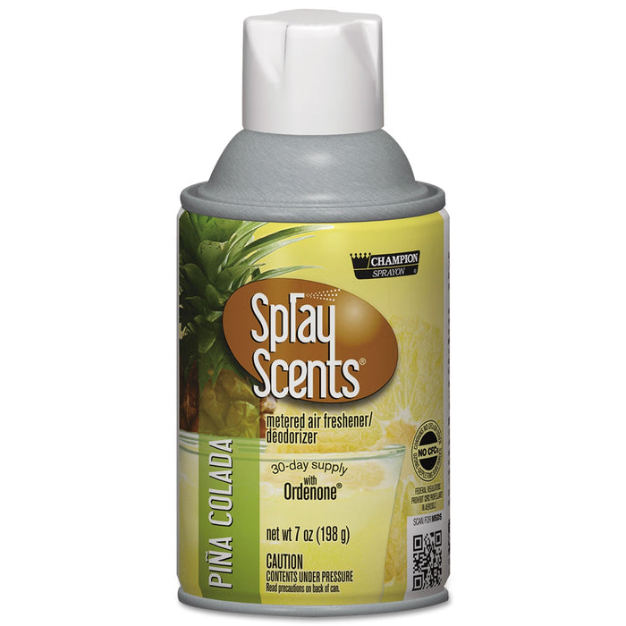 Chase Products Champion Sprayon SPRAYScents Metered Air Freshener Refill, Pina Colada, 7 oz Aerosol Spray, 12/Carton