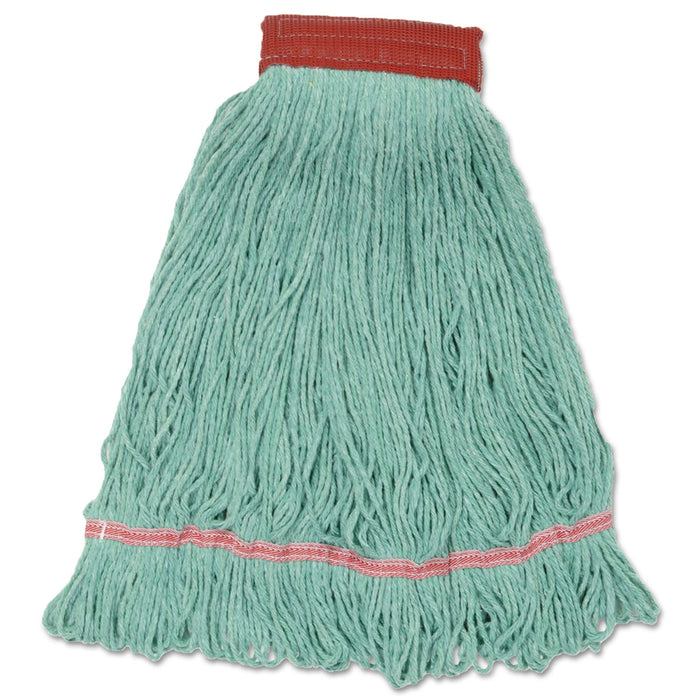 Boardwalk Wideband Looped-End Mop Heads, Large, Green, 12/Carton