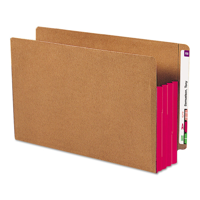 Smead Redrope Drop-Front End Tab File Pockets, Fully Lined 6.5" High Gussets, 3.5" Expansion, Legal Size, Redrope/Red, 10/Box