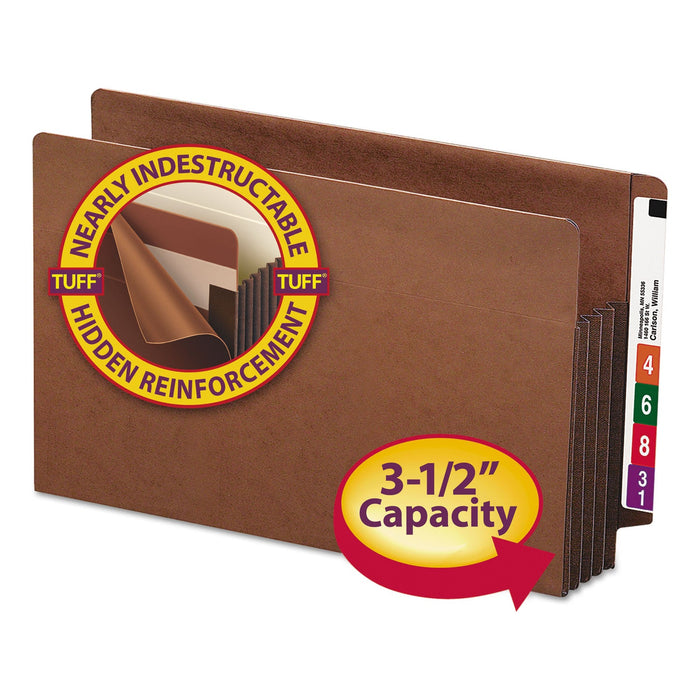 Smead Heavy-Duty Redrope End Tab TUFF Pockets, 3.5" Expansion, Legal Size, Redrope, 10/Box