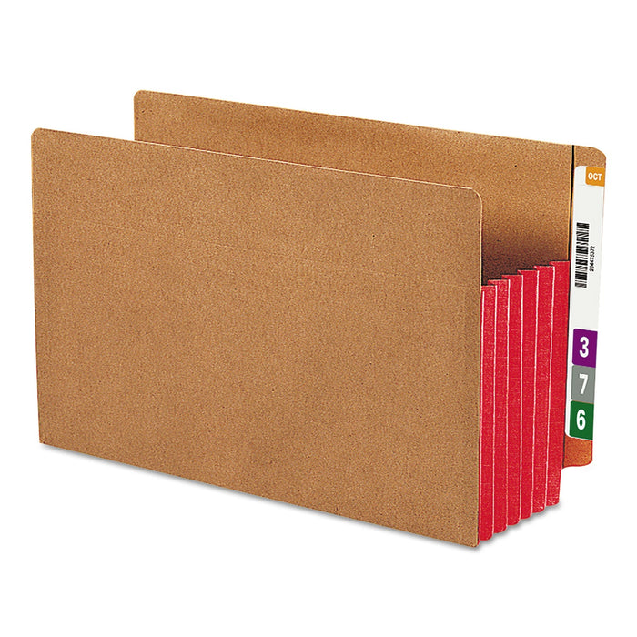 Smead Redrope Drop-Front End Tab File Pockets, Fully Lined 6.5" High Gussets, 5.25" Expansion, Legal Size, Redrope/Red, 10/Box
