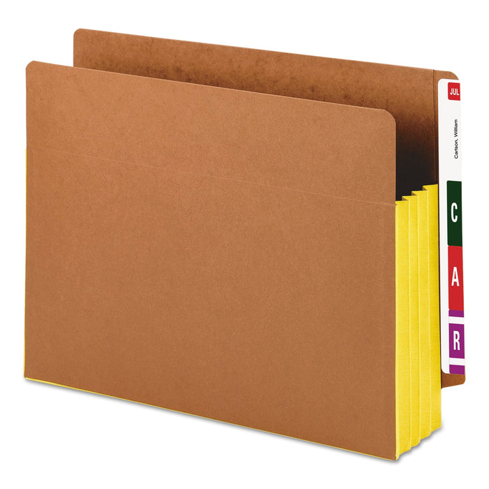 Smead Redrope Drop-Front End Tab File Pockets, Fully Lined 6.5" High Gussets, 3.5" Expansion, Letter Size, Redrope/Yellow, 10/Box