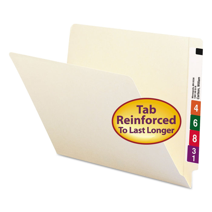 Smead Heavyweight Manila End Tab Folders, 9.5" High Front, Straight Tabs, Letter Size, 0.75" Expansion, Manila, 100/Box
