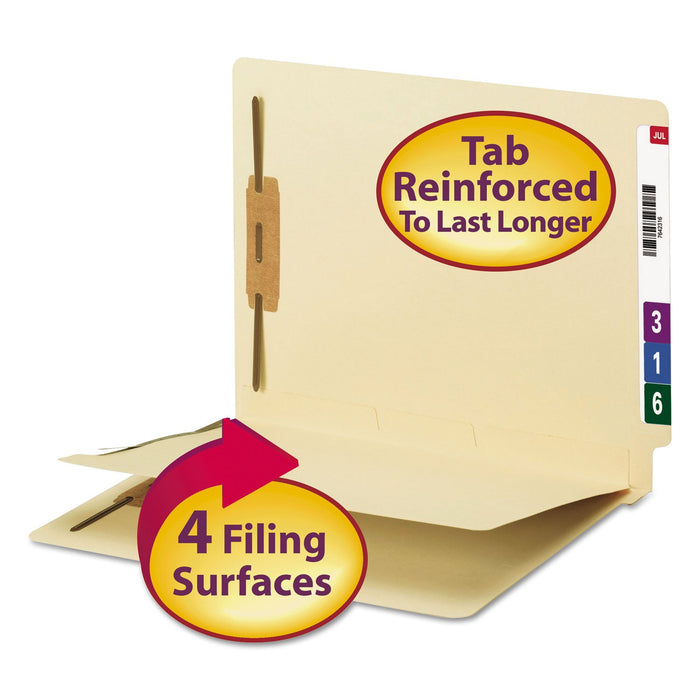 Smead Fastener Folder with Divider, 1 Divider, Letter Size, Manila, 50/Box