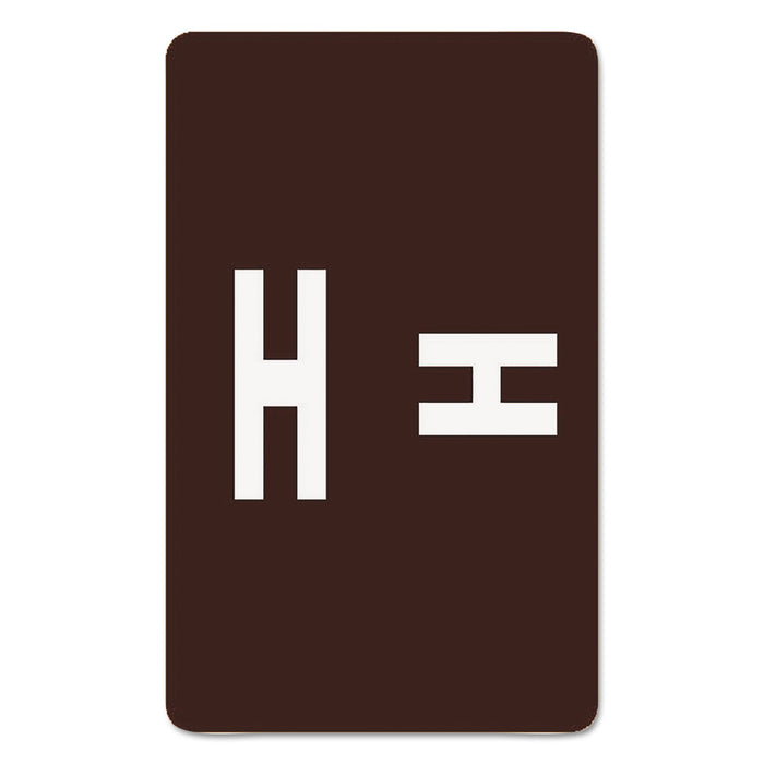 Smead AlphaZ Color-Coded Second Letter Alphabetical Labels, H, 1 x 1.63, Dark Brown, 10/Sheet, 10 Sheets/Pack