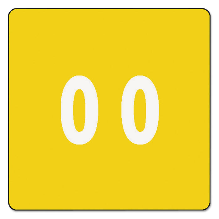 Smead Numerical End Tab File Folder Labels, 0, 1.5 x 1.5, Yellow, 250/Roll
