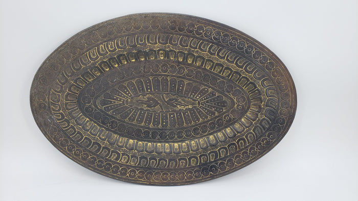 Fair Trade Wall Hanging Large Oval Etched Indian Tray by Vanessa Jane