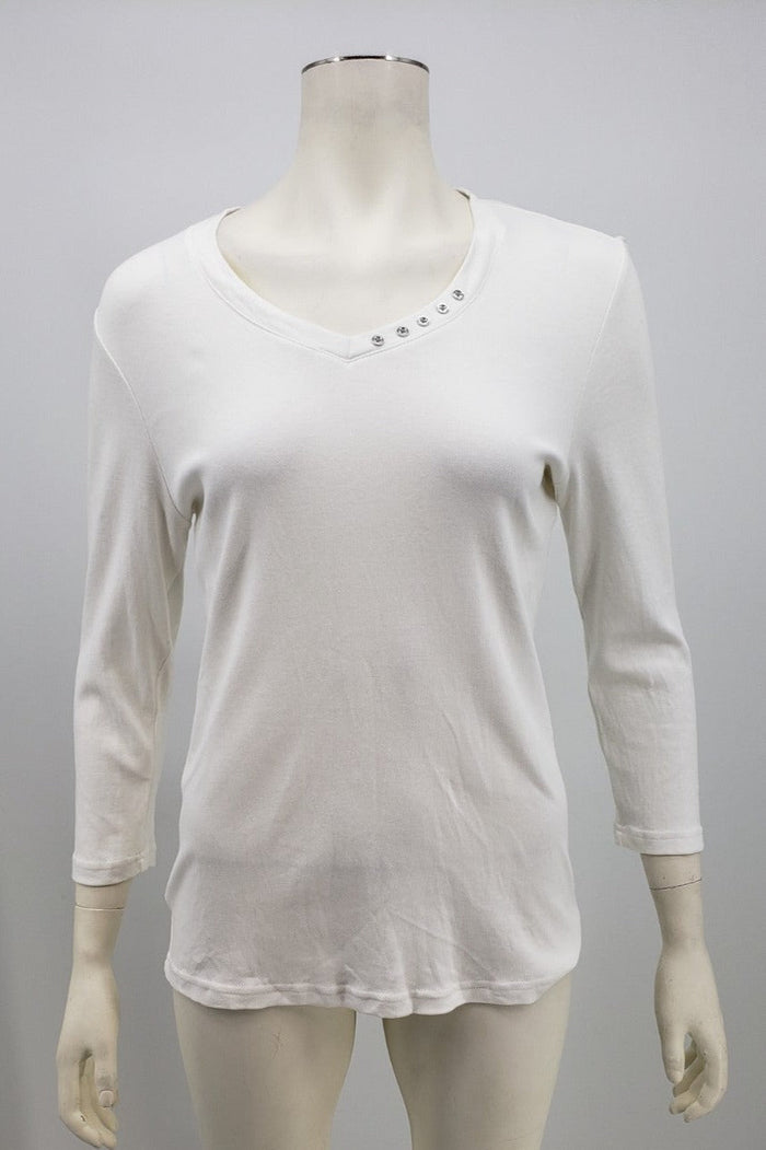 Karen Scott Long Sleeve Embellished Blouse , Size Medium by Vanessa Jane