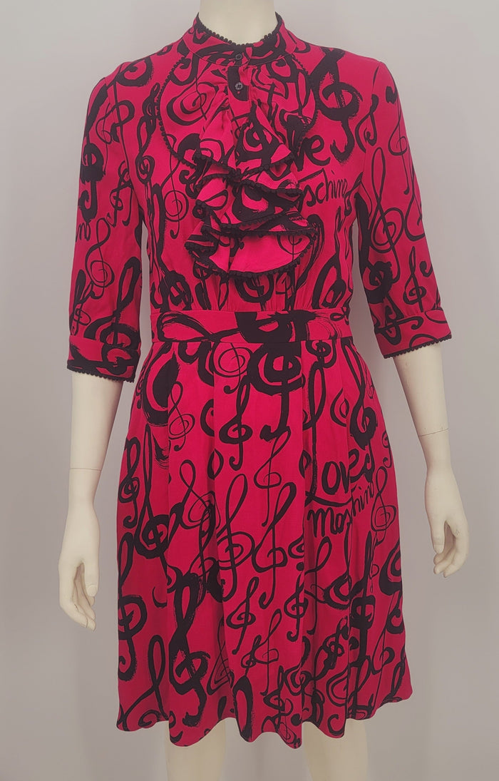 LOVE MOSCHINO Jabot Music Notes Printed Dress, Size 6 by Vanessa Jane