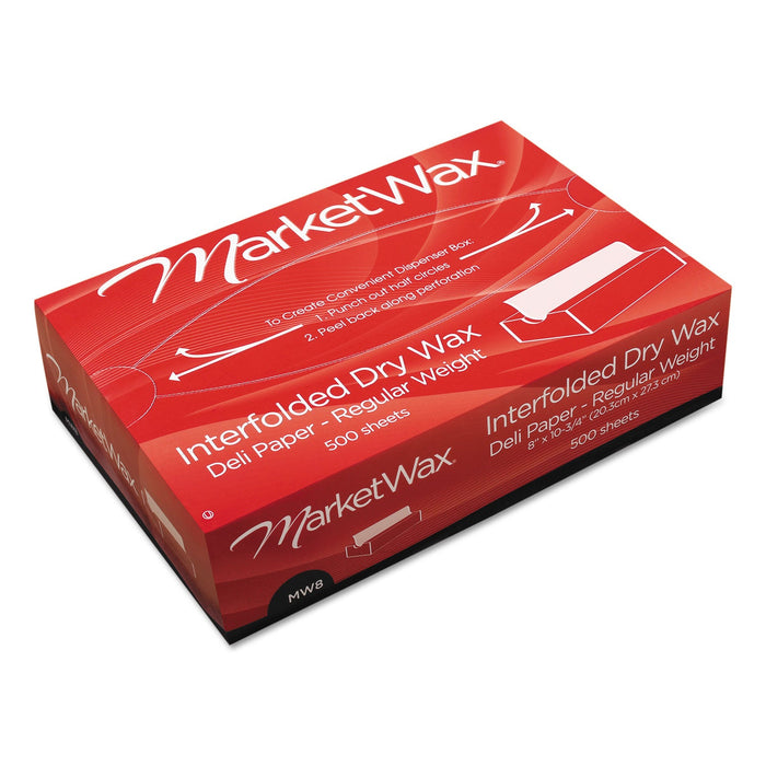 Bagcraft MarketWax Interfolded Dry Wax Deli Paper, 8 x 10.75, White, 500/Box, 12 Boxes/Carton
