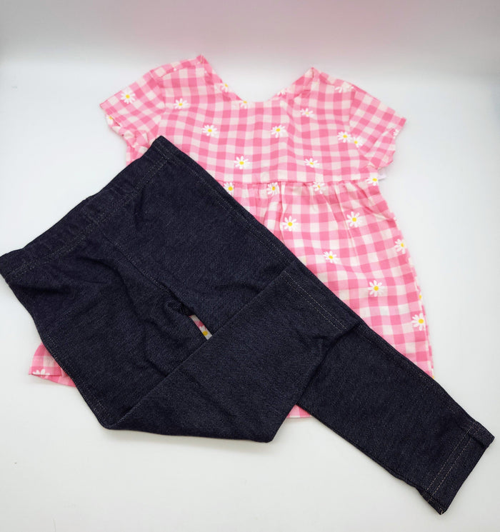 Carter's floral gingham top & knit denim legging set-2T by Vanessa Jane