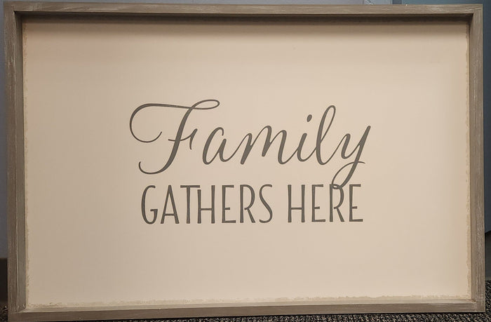 Quill to Paper Family Gathers Here Framed Wall Art, 24x36 by Vanessa Jane