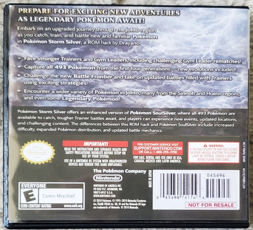 Pokemon Storm Silver NDS Nintendo DS Custom ROM Hack Video Game by VintageVideoGameStore
