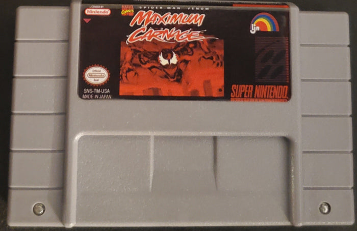 Spider Man And Venom Maximum Carnage SNES Reproduction Game Cartridge