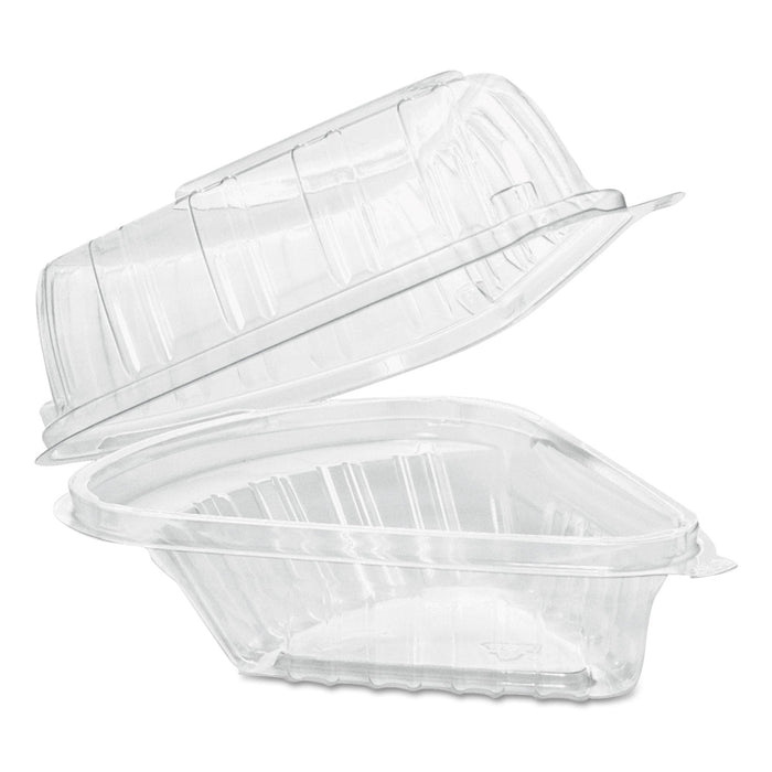 Dart Showtime Clear Hinged Containers, Pie Wedge, 6.67 oz, 6.1 x 5.6 x 3, Clear, Plastic, 125/Pack, 2 Packs/Carton
