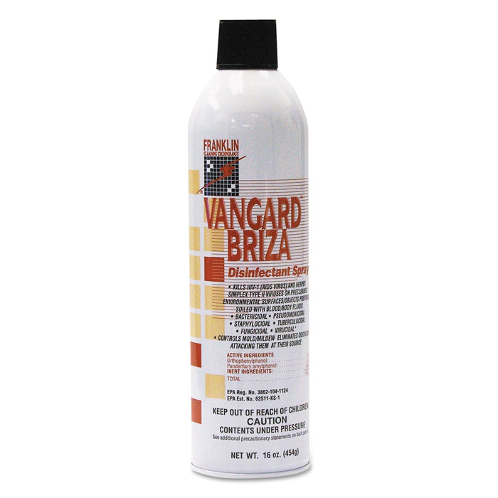 Franklin Cleaning Technology Vangard Briza Surface Disinfectant/Space Spray, Linen Fresh, 16 oz Aerosol Spray, 12/Carton