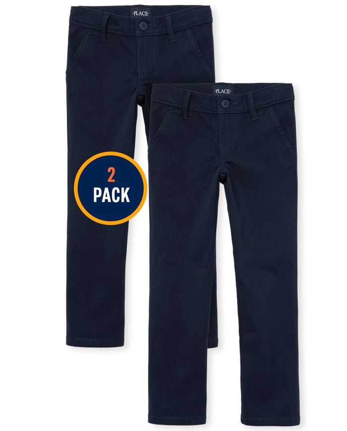 The Childrens Place Girls Uniform Stretch Skinny Chino Pants 2-Pack in Blue | Size 10 | by Vanessa Jane