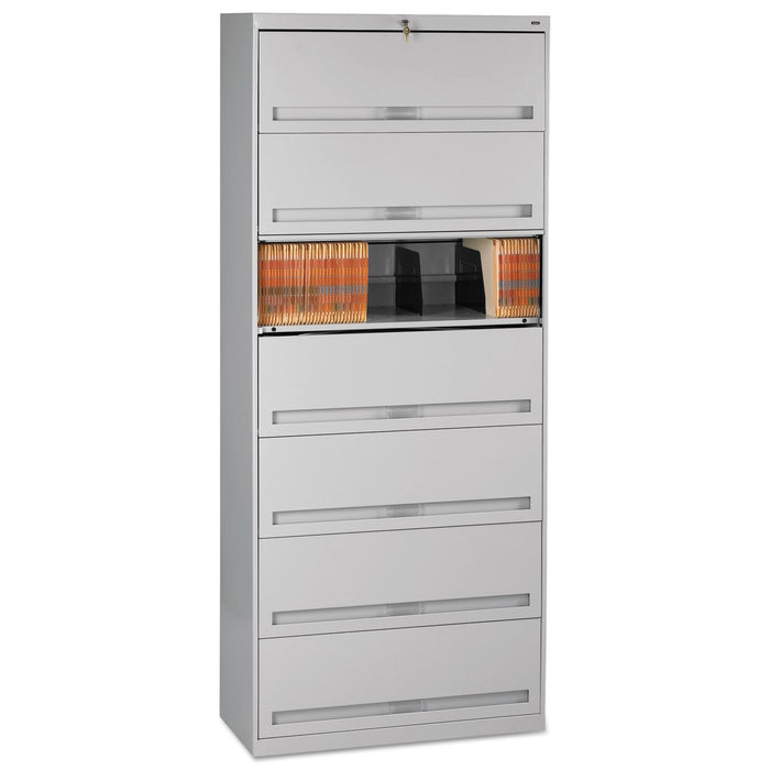 Tennsco Fixed Shelf Enclosed-Format Lateral File for End-Tab Folders, 7 Legal/Letter File Shelves, Light Gray, 36" x 16.5" x 87"