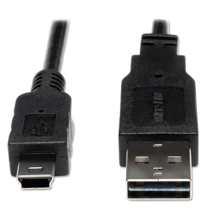 Tripp Lite Universal Reversible USB 2.0 Cable, Reversible A to 5-Pin Mini B (M/M), 6 ft, Black