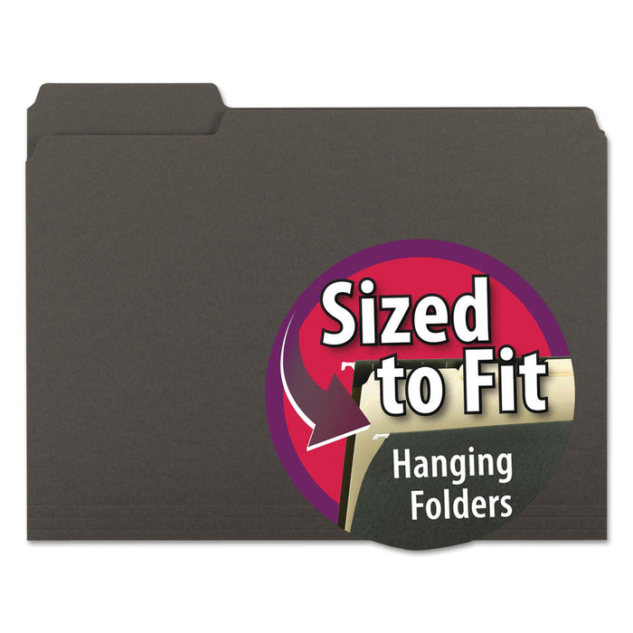Smead Interior File Folders, 1/3-Cut Tabs: Assorted, Letter Size, 0.75" Expansion, Black/Gray, 100/Box
