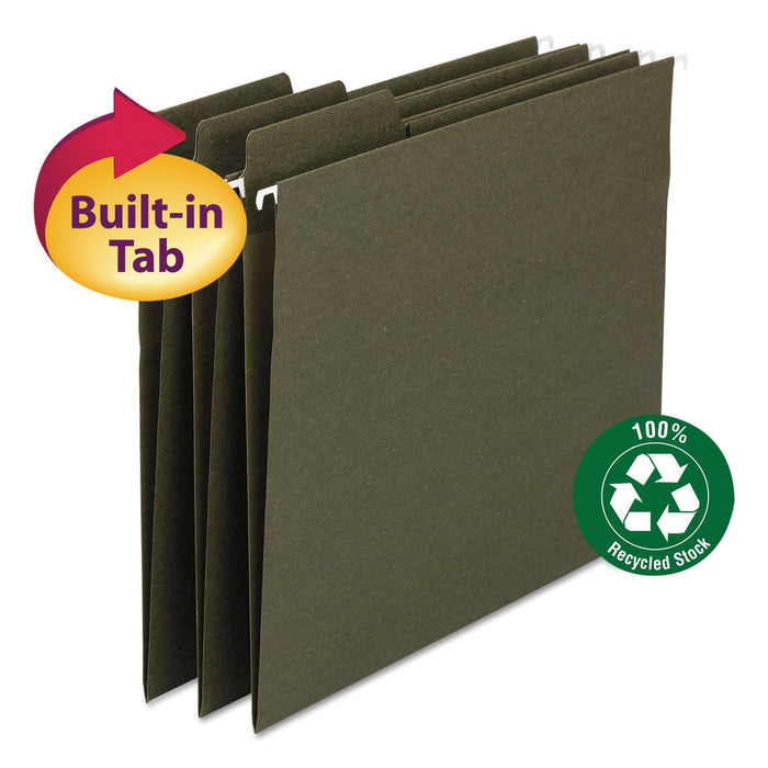 Smead FasTab Hanging Folders, Legal Size, 1/3-Cut Tabs, Standard Green, 20/Box