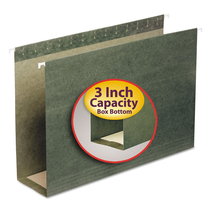 Smead Box Bottom Hanging File Folders, 3" Capacity, Legal Size, Standard Green, 25/Box