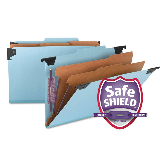 Smead FasTab Hanging Pressboard Classification Folders, 2 Dividers, Legal Size, Blue