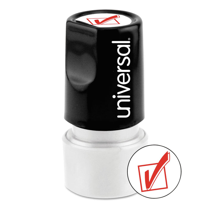 Universal Round Message Stamp, CHECK MARK, Pre-Inked/Re-Inkable, Red