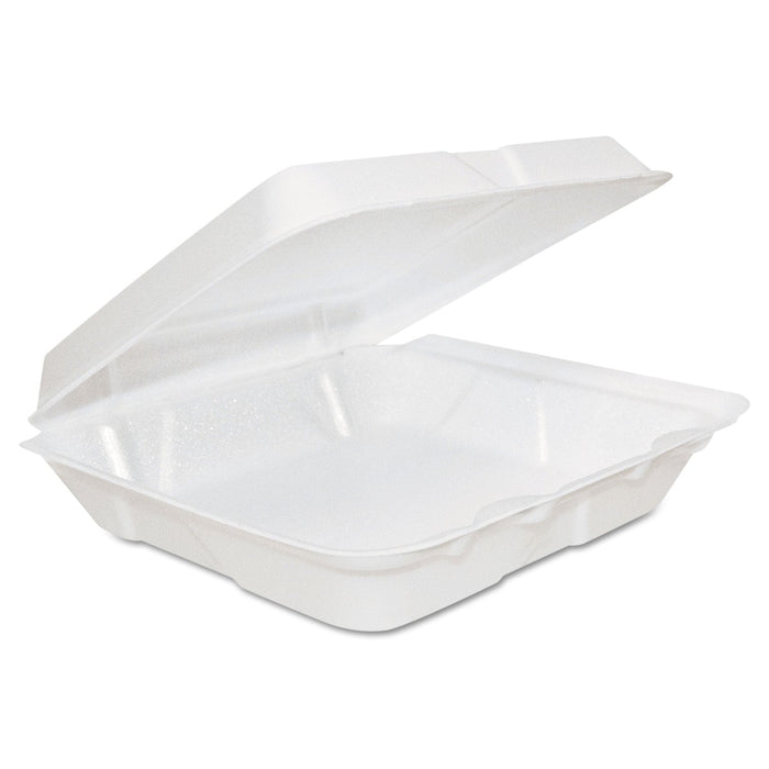 Dart Foam Hinged Lid Containers, 8 x 8 x 2.25, White, 200/Carton