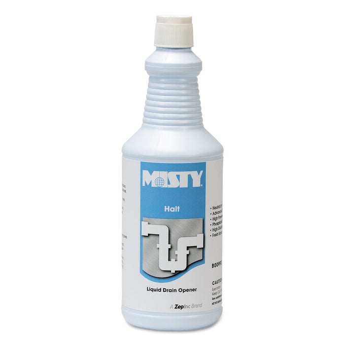 Misty Halt Liquid Drain Opener, 32 oz Bottle, 12/Carton