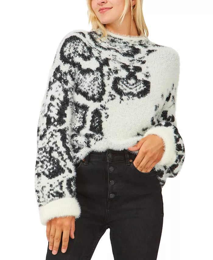 Vince Camuto Womens Animal Print Jacquard Fuzzy Sweater, Size XL by Vanessa Jane