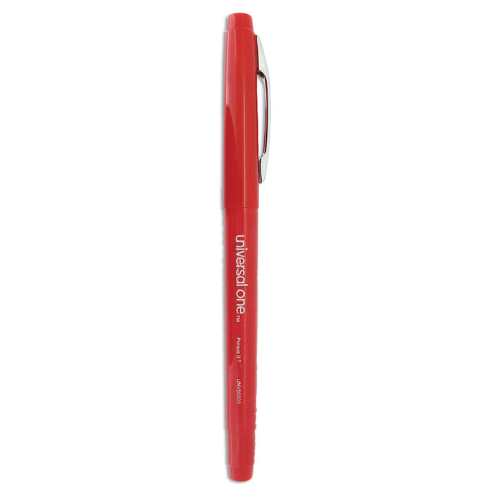 Universal Porous Point Pen, Stick, Medium 0.7 mm, Red Ink, Red Barrel, Dozen