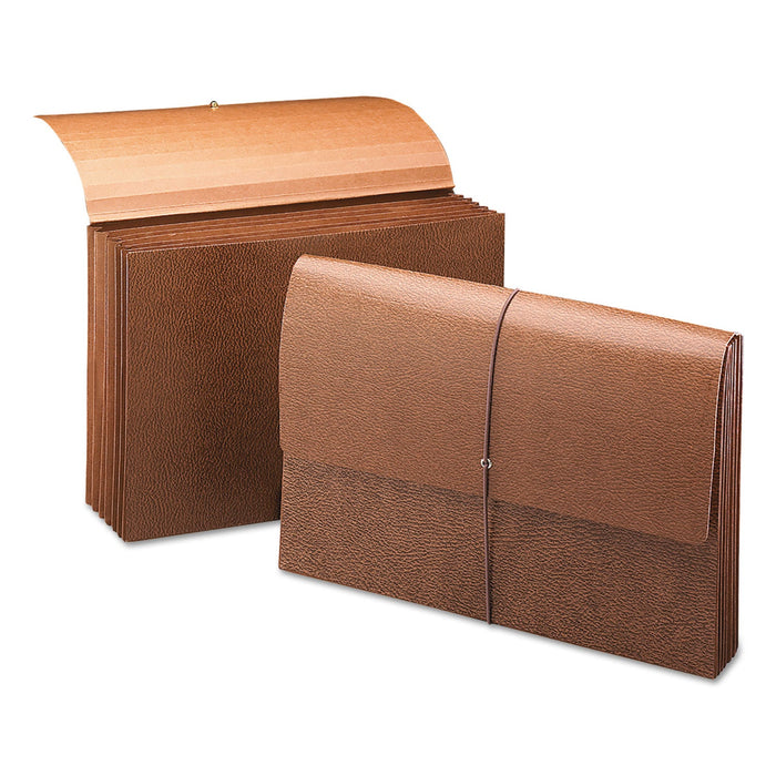 Smead Classic Expanding Partition Wallet with Tyvek-Lined Gusset and Elastic Cord, 5.25" Expansion, 6 Section, Legal Size, Redrope