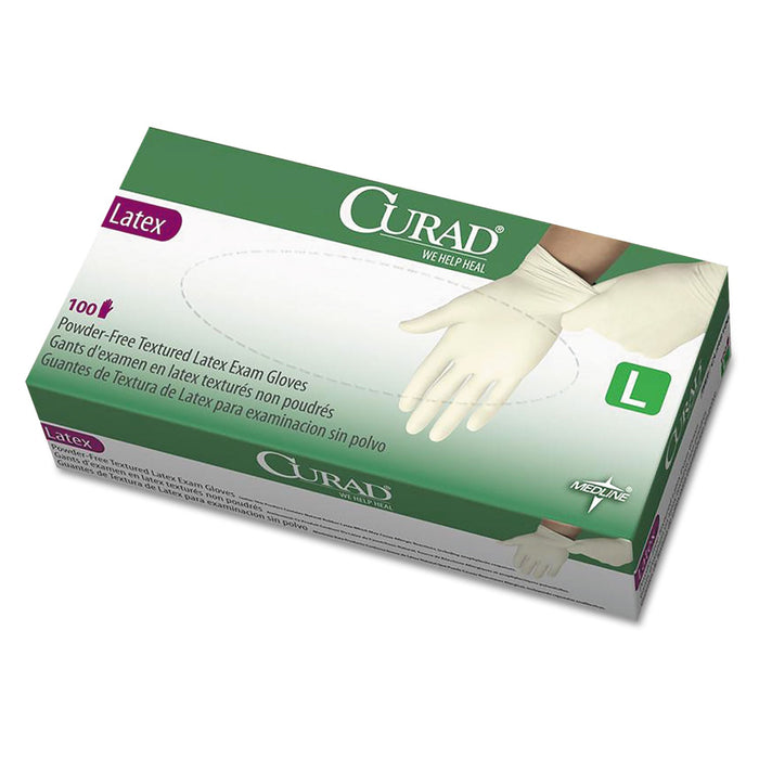 Curad Latex Exam Gloves, Powder-Free, Large, 100/Box