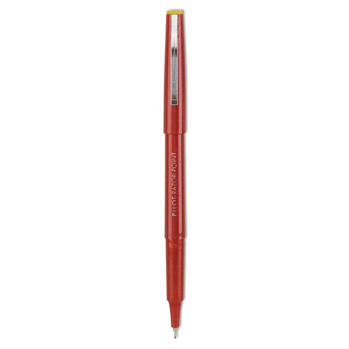 Pilot Razor Point Fine Line Porous Point Pen, Stick, Extra-Fine 0.3 mm, Red Ink, Red Barrel, Dozen