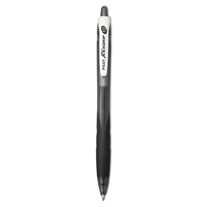 Pilot RexGrip BeGreen Ballpoint Pen, Retractable, Medium 1 mm, Black Ink, Black Barrel, Dozen