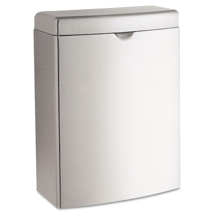 Bobrick Contura Sanitary Napkin Receptacle, Rectangular, 1 gal, Stainless Steel