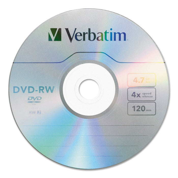 Verbatim DVD-RW Rewritable Disc, 4.7 GB, 4x, Spindle, Silver, 30/Pack