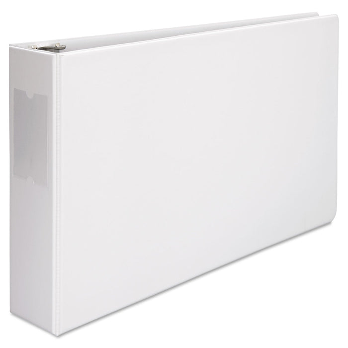 Universal Ledger-Size Round Ring Binder with Label Holder, 3 Rings, 3" Capacity, 11 x 17, White