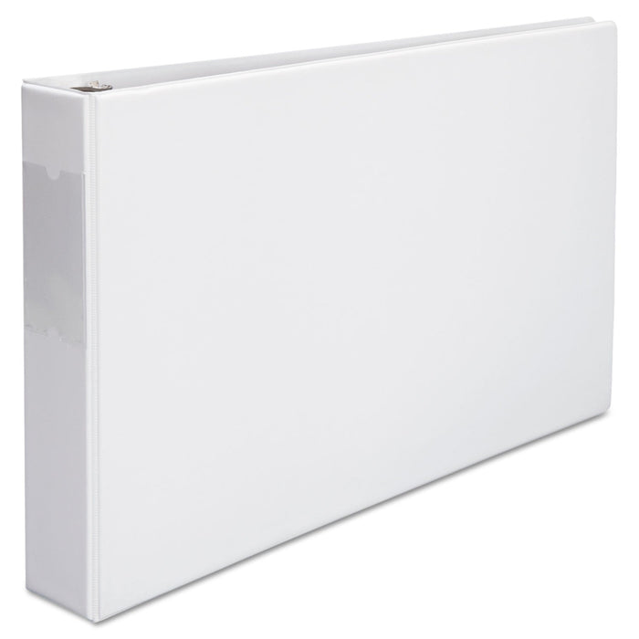 Universal Ledger-Size Round Ring Binder with Label Holder, 3 Rings, 2" Capacity, 11 x 17, White