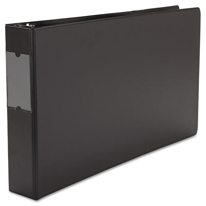 Universal Ledger-Size Round Ring Binder with Label Holder, 3 Rings, 2" Capacity, 11 x 17, Black