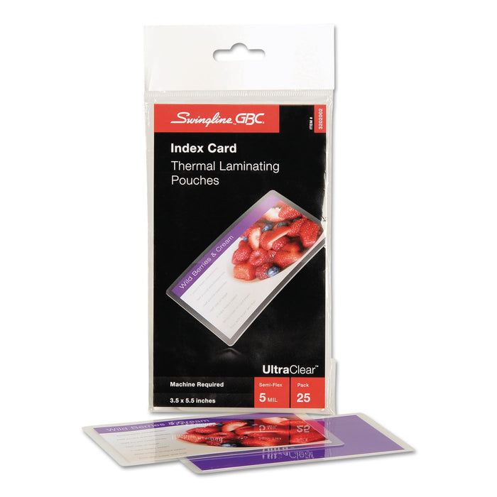 GBC UltraClear Thermal Laminating Pouches, 5 mil, 5.5" x 3.5", Gloss Clear, 25/Pack