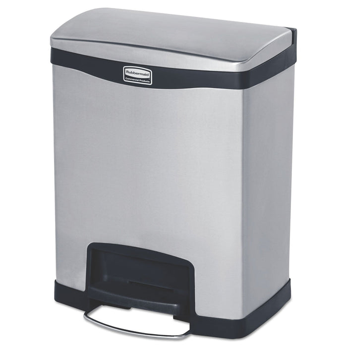 Rubbermaid Slim Jim Stainless Steel Step-On Container, Front Step Style, 8 gal, Black