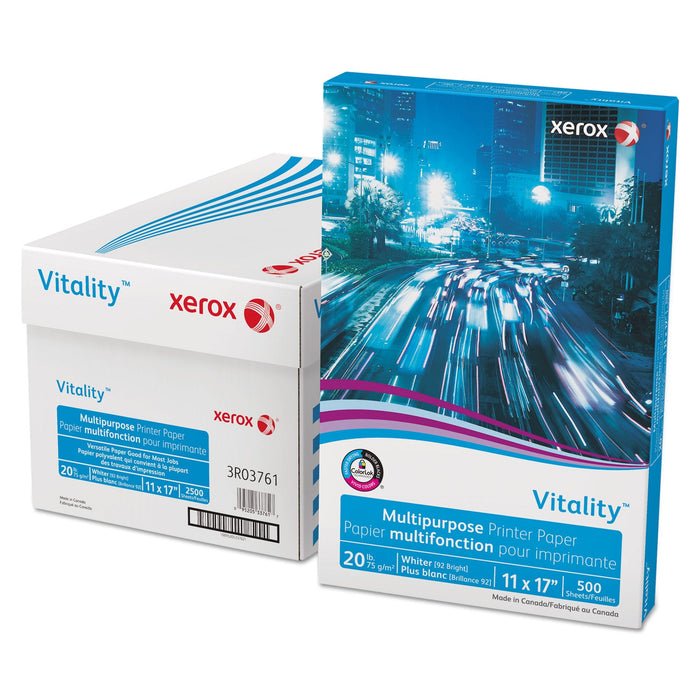 xerox Vitality Multipurpose Print Paper, 92 Bright, 20 lb Bond Weight, 11 x 17, White, 500/Ream