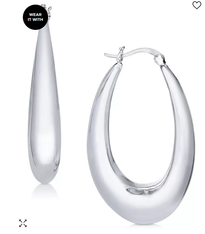And Now This Large Silver Plated Polished Graduated Puff Medium Hoop Earrings by Vanessa Jane
