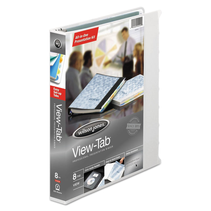 Wilson Jones View-Tab Presentation Round Ring View Binder With Tabs, 3 Rings, 1" Capacity, 11 x 8.5, White