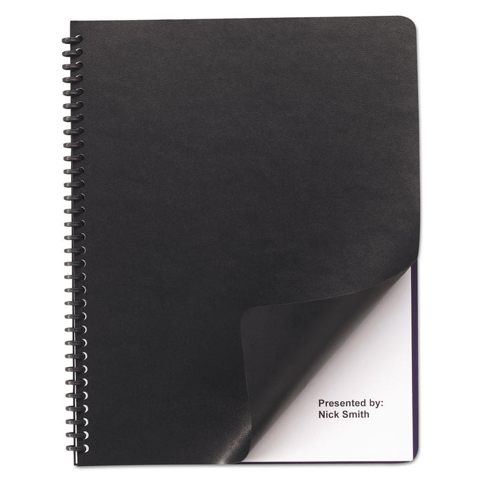 GBC Leather-Look Presentation Covers for Binding Systems, Black, 11 x 8.5, Unpunched, 200 Sets/Box