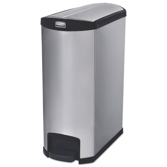Rubbermaid Slim Jim Stainless Steel Step-On Container, End Step Style, 24 gal, Black