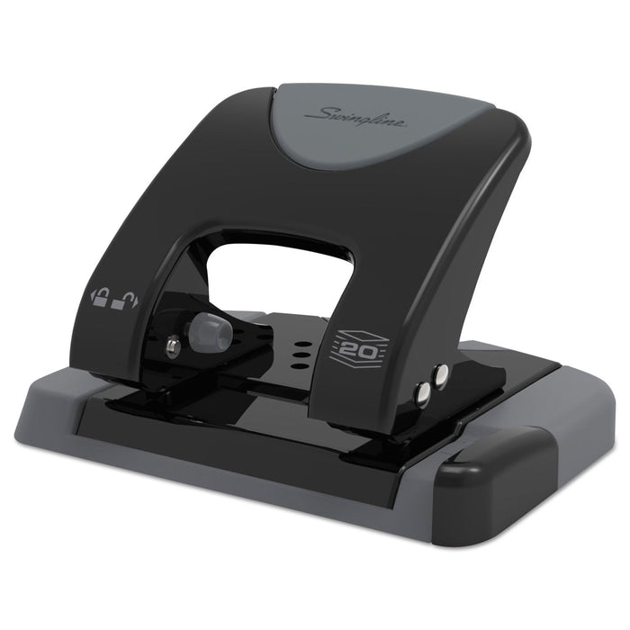 Swingline 20-Sheet SmartTouch Two-Hole Punch, 9/32" Holes, Black/Gray