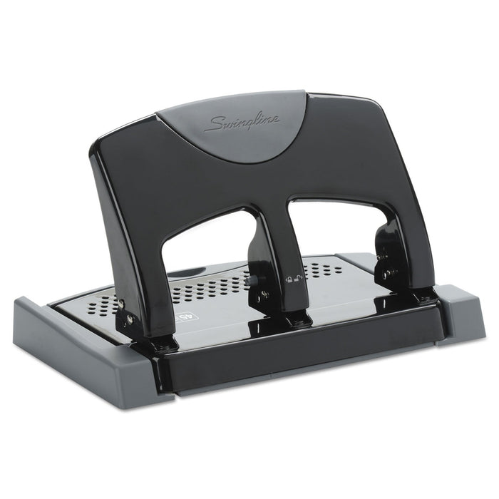 Swingline 45-Sheet SmartTouch Three-Hole Punch, 9/32" Holes, Black/Gray